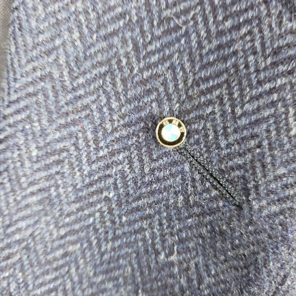 Corneliani Blue Herringbone Wool & Cashmere Blazer Jacket BMW Mens 54/US 44